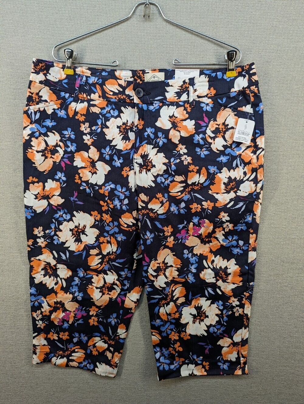 St John's Bay Crop Pants Size 16P Secretly Slender Floral Classic Fit -0224C95